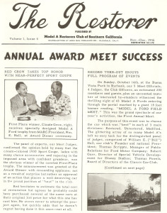 THE RESTORER - MODEL A RESTORERS CLUB SO CAL - 1956 NOV/DEC - Vol 1 No 4 REPRINT
